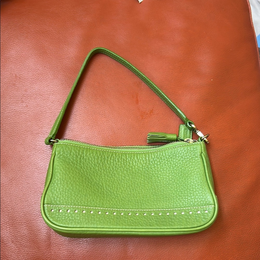 Coach Green Leather Shoulder Bag Y2K